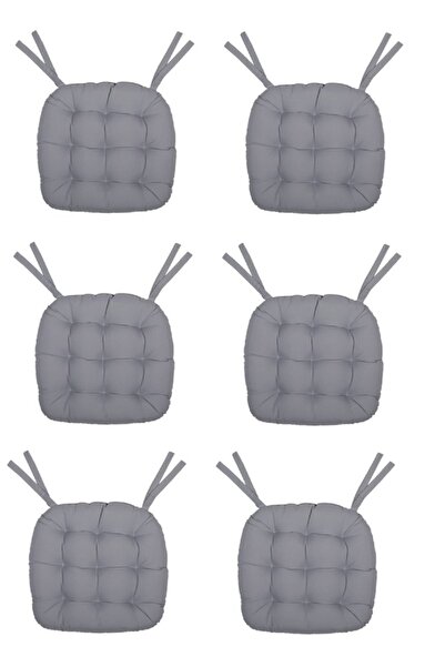 Kuscini Pofidik Natura 40 Yuvarlak Bağcıklı Sandalye Minderi 6.lı Set -gri