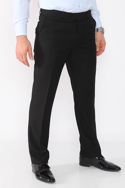 R-Germen Men's Black Regular Fit Fabric Trousers