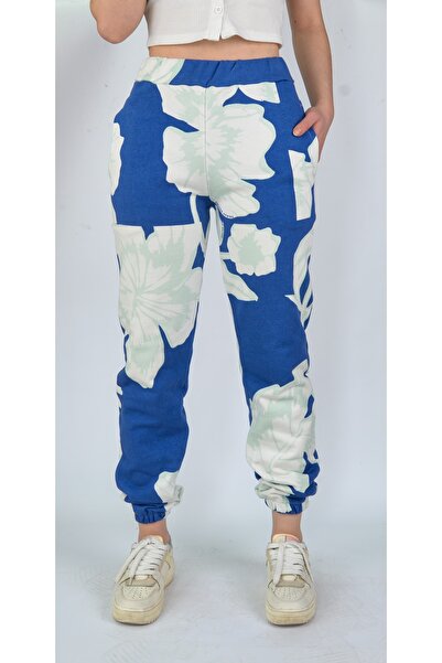 Modoo Tekstil Дамски панталони за тичане в синьо и бяло с еластична талия и о...