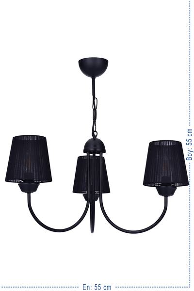 polataydinlatma Oregon 3 Lü Siyah Avize (siyah Şapkalı)