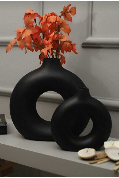 HDaksesuar 2'li Halka Vazo Siyah