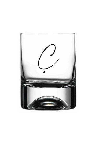 Paşabahçe Holiday Glass with the Letter C Written