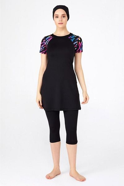 TESMAY 0446 Black Lycra Semi-Closed Pool Swimsuit