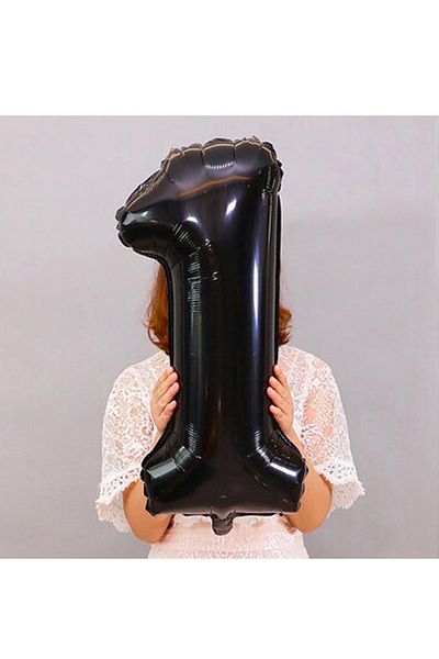 PARTİAVM Black Number Balloon Foil 1 Year Old Number Balloon 76cm (34 Inc Helium Compatible)