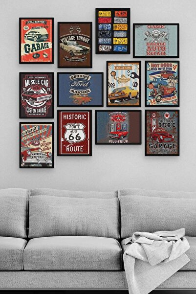 Genel Markalar Araba Posteri 12 Parça Ahşap Mdf Tablo Zlltb179