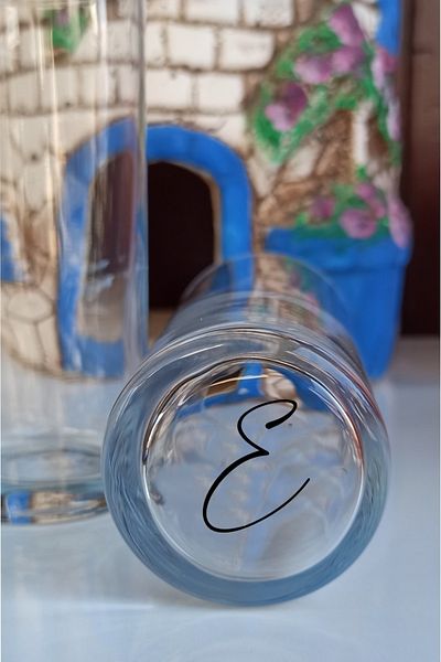 Paşabahçe Letter E Raki Glass with Bottom Letters Printed Machine Washable