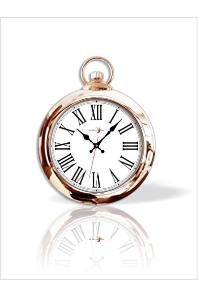 M3DECORİUM Parlak Altın Nikelajlı Çerçeve Siyah Roma Rakamlı Beyaz Zemin Bomb...