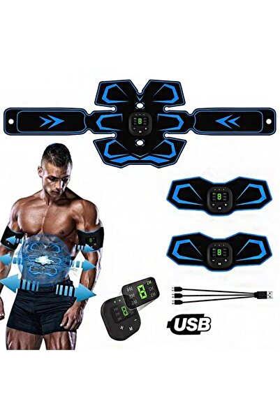 TALAY Kemer Kas Stimülatörü Eğitmen Ems Abs Dijital Led Şarjlı Set 2+1