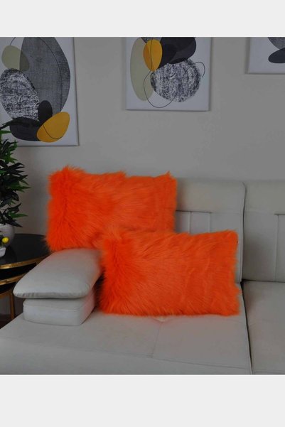 Paris Life Plush Throw Pillow Cover Imported Premium Fabric - Orange (rectang...