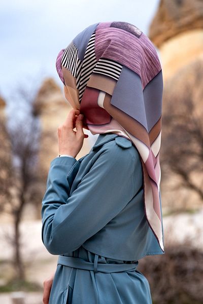Vissona Γυναικείο μεταξωτό κασκόλ Twill Ασημί σε σκόνη