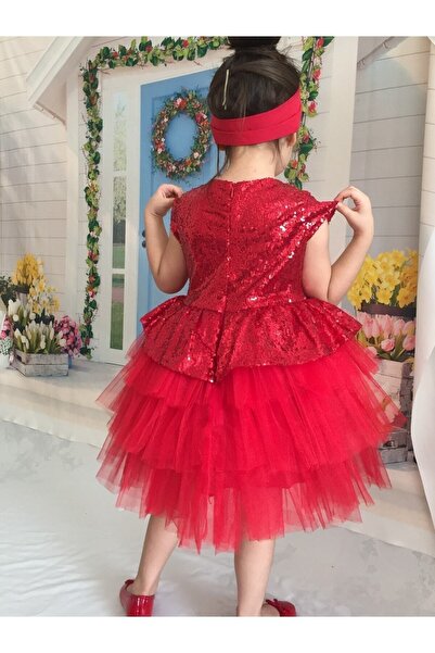 Sevimlice Kids Doğum Günü Özel Gün Çocuk Abiye Payetli Elbise