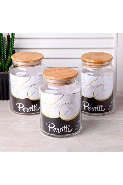 YzHome 3 Pieces Vacuum Glass Jar with Bamboo Lid Food Storage Container 800ml