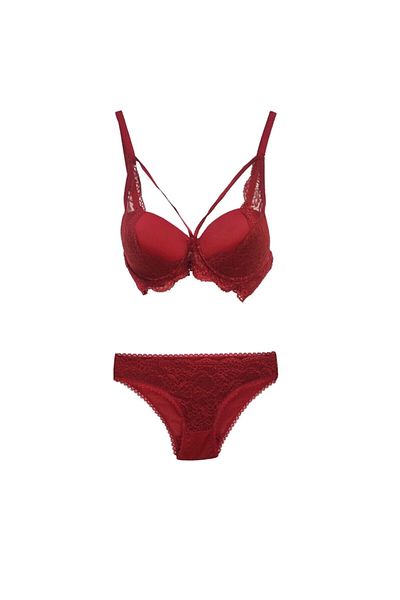 Şahinler Σετ σουτιέν με δαντέλα με επένδυση από Underwire Burgundy