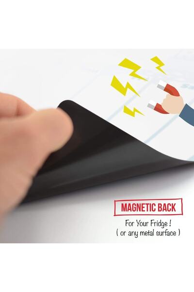 Dünya Magnet مخطط مغناطيسي شهري، لوحة كتابة مغناطيسية قابلة للطي مقاس 35 × 50 سم + 3 أقلام