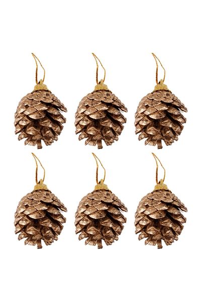 Topyekünparti 6 Pieces Gold Glitter Christmas Tiny Pine Tree Ornament