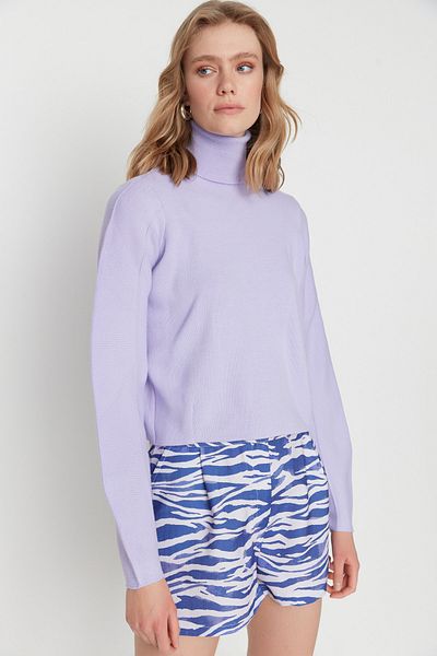 Trendyol Collection Lila Basic Rollkragenpullover TWOAW21KZ0485