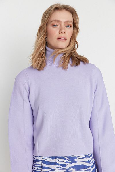 Trendyol Collection Lila Basic Rollkragenpullover TWOAW21KZ0485