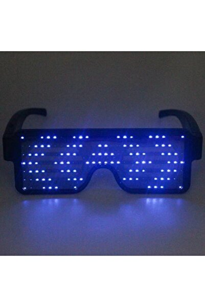 Doppler Mavi Led Işıklı Şarjlı Parti Gözlüğü Kablosuz Yılbaşı Düğün Eğlence Hj-lrg01