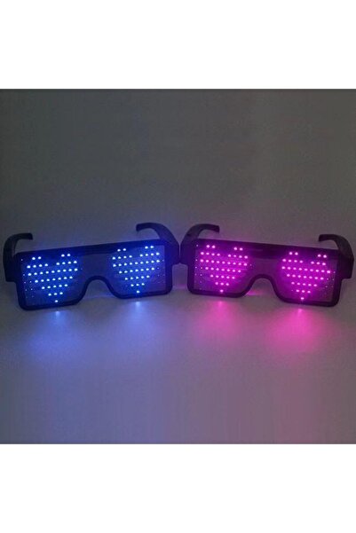 Doppler Mavi Led Işıklı Şarjlı Parti Gözlüğü Kablosuz Yılbaşı Düğün Eğlence Hj-lrg01