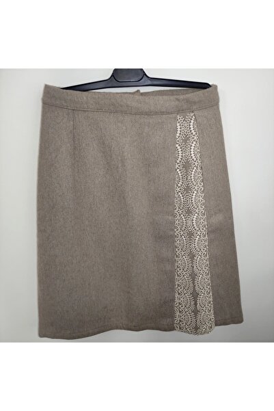 DESEO BOUTIQUE Kadın Vizon Renk 36-38 Beden (BOYU 62CM,ENİ 36CM) Dantelli/güp...