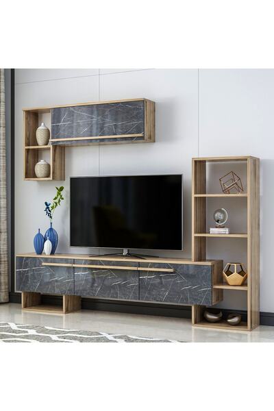 Meltem Çelik - BMdekor Tv Ünitesi Star Çırağan Mermer Desen 209 cm