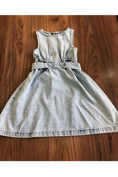 Pink Hippo Kids Rochie de denim pentru fete cu detaliu fereastră