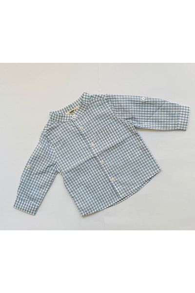 Çikoby Baby Boy Checkered Blue Judge Collar Shirt