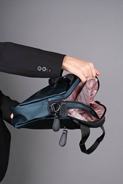 Luvi 869 Petrol Saten Kadın Günlük Çanta