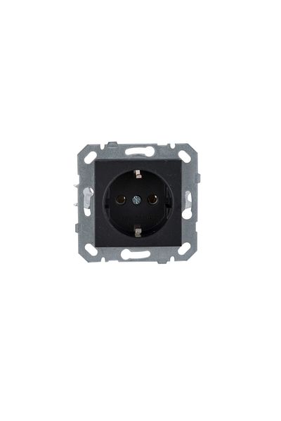 Netelsan Black Switch, Black Grounded Socket - Matte Silver Double Frame Combination