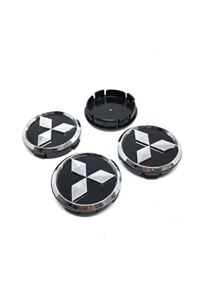 OEM Mitsubishi Kromlu Geçme Jant Göbeği Siyah 4'lü 60mm - 55mm