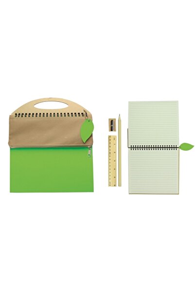 ORANLI PROMOSYON دفتر ملاحظات مخطط مع حامل قلم مقاس 18 × 19.5 سم (يتضمن قلم رصاص، مسطرة، قلم رصاص، ممحاة)