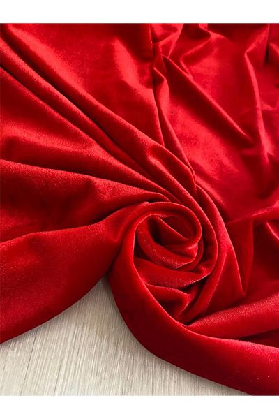 TUĞRA TABLO Lined Velvet Fabric Red Color 100*140cm