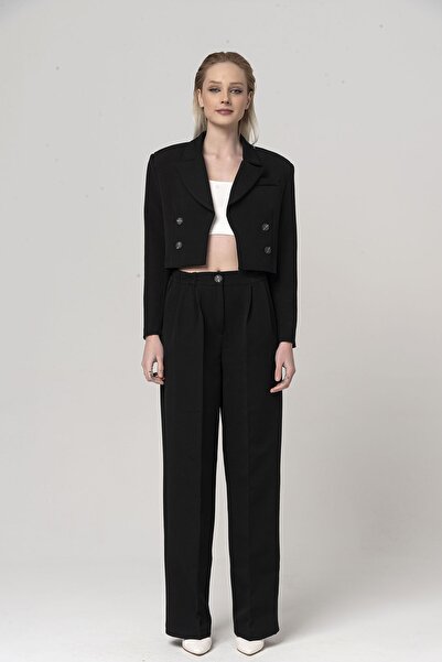 Daves Μαύρο παντελόνι Crop Jacket Σετ