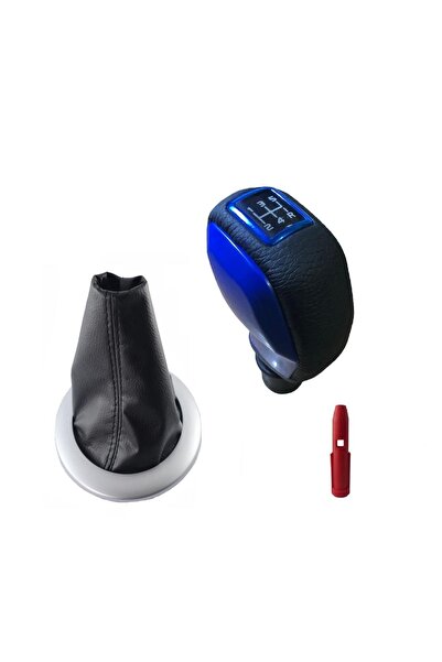 Moda Garage Renault Megane 2 Uyumlu Deri Kaplama Mavi Spor Vites Topuzu Ve Kö...