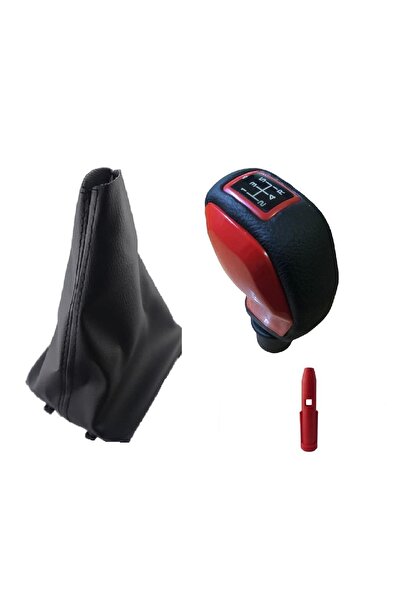 Moda Garage Peugeot 206 Deri Kaplama Kırmızı Spor Vites Topuzu Ve Körüğü MDERİ