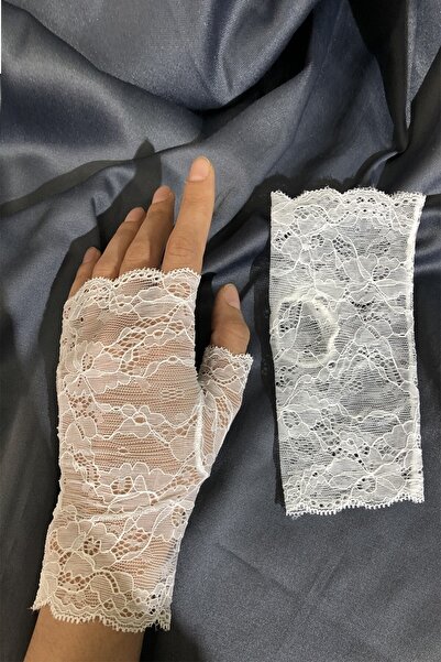 Limelia Mănuși albe din dantelă cu jumătate de deget