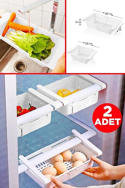 ORGANİZERS Sg Home 2 in 1 Adjustable Strap Refrigerator and Closet Organizer Basket with Strainer