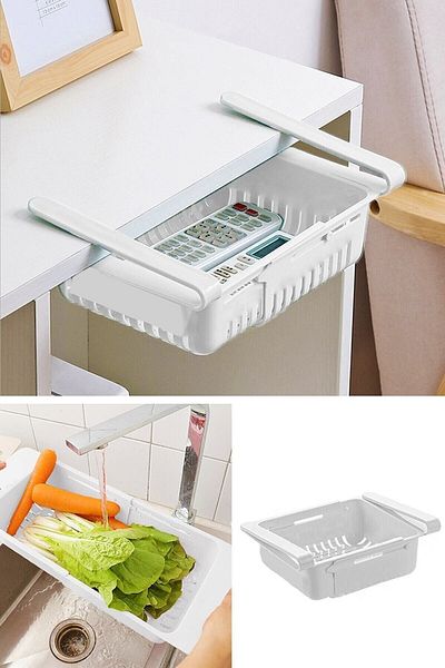 ORGANİZERS Sg Home 2 in 1 Adjustable Strap Refrigerator and Closet Organizer Basket with Strainer