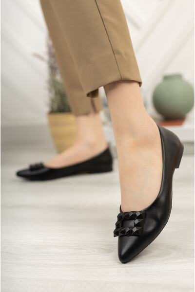 StWenn Balerini de damă, confortabili, cu talpă ortopedică, din piele, pantofi pentru mamă 1040