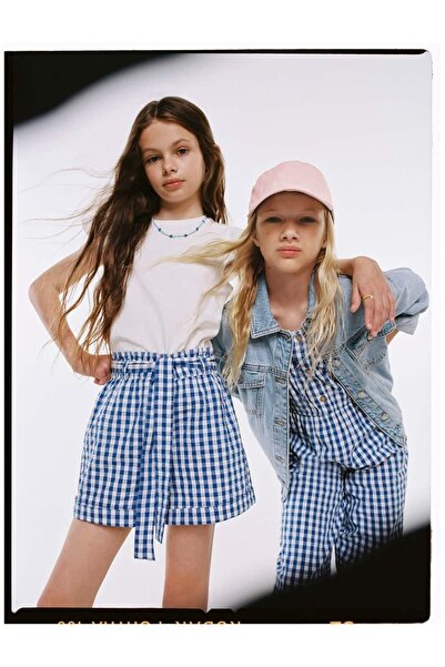 MANGO Kids Pamuk-twill Karışımlı Kareli Şort