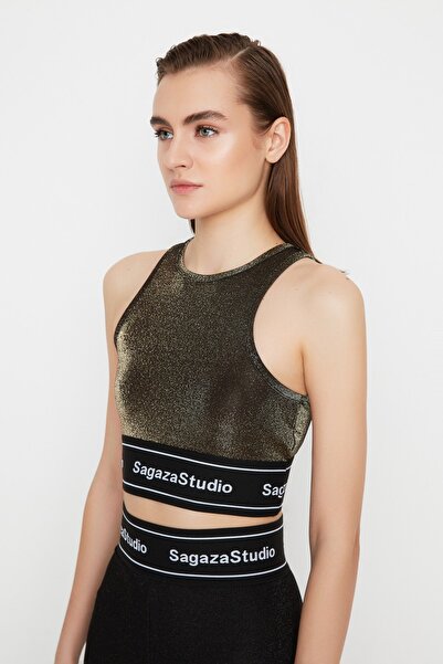 Trendyol Collection Dzianinowy stanik X Sagaza Studio złoty TPRAW22BS0014