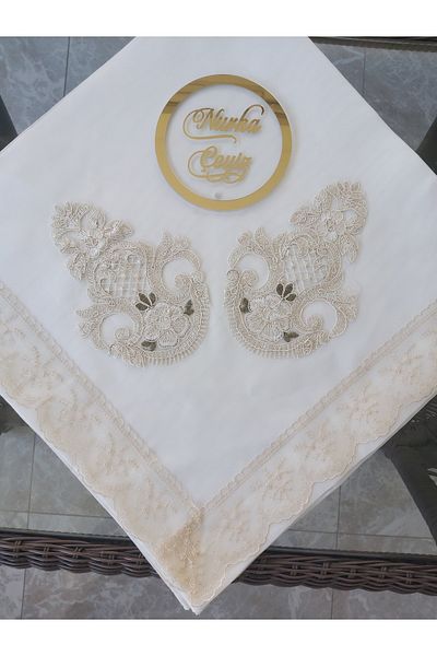 Nurka Çeyiz Dowry Gift White Color Promise Engagement Bundle with French Lace Applique for Bride or Groom
