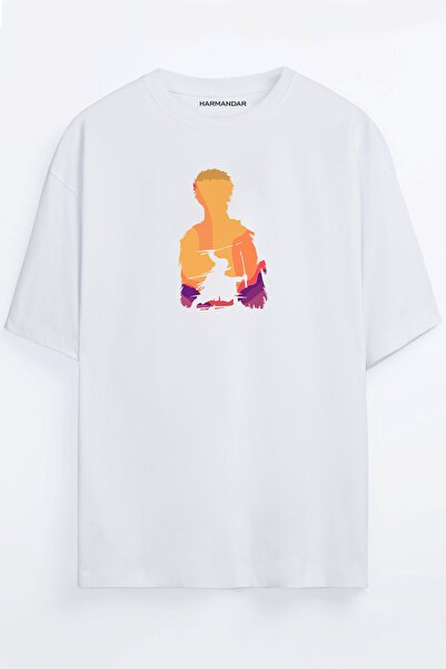 Harmandar One Piece Anime Zoro Unisex White Oversize T-shirt