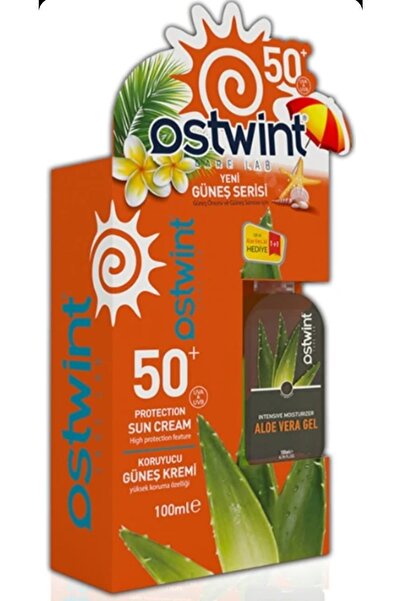 OSTWİN T Spf 50+ Güneş Kremi 100 Ml E Vitaminli + Aloa Vera Jel 100 Ml