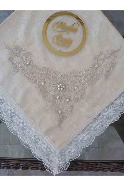 Nurka Çeyiz Dowry Gift Off-White Velvet Promise and Engagement Bundle for Bride or Groom