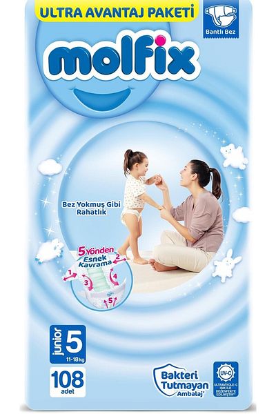 Molfix Baby Diaper Ultra Advantage Package Junior 5 No 108 Li