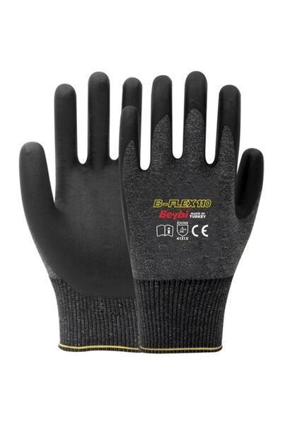 Beybi Flex110 8 Beden Iş Eldiveni Nitril Likralı Naylon Örgü Üzeri Köpük Nitr...