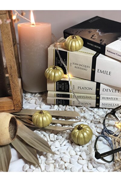 Reynes Balkabağı Dekor 4 Adet Beton Kabak Obje Biblo Balkabağı Süs Dekorasyon