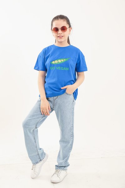 Minimoda Kids Tricou supradimensionat cu imprimeu vegan