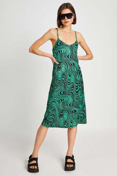 Koton Sukienka damska 2sal80028ık Zielony wzór